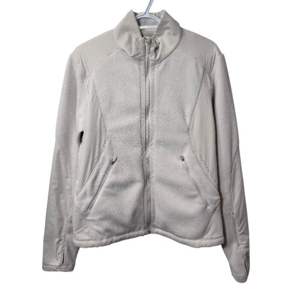 Lululemon fleece lined running jacket white women's size 10 - Picture 7 of 16